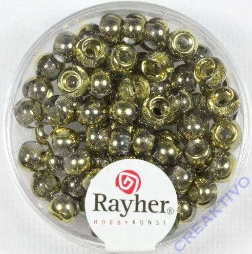 Rocailles-Mix mit Gro�loch, 5,5mm � Gold-T�ne