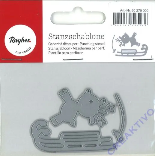Stanzschablone Rentier mit Schlitten