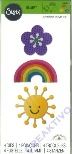 Sizzix Thinlits Die Set 4PK - Flower, Rainbow & Sun