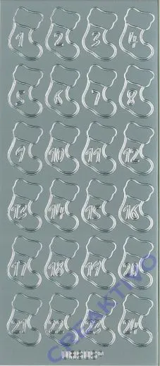 Ursus Stickerbogen Adventszahlen Stiefelchen 22x9cm silberf.