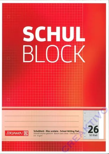 Schulblock kariert mit Rand Nr. 26
