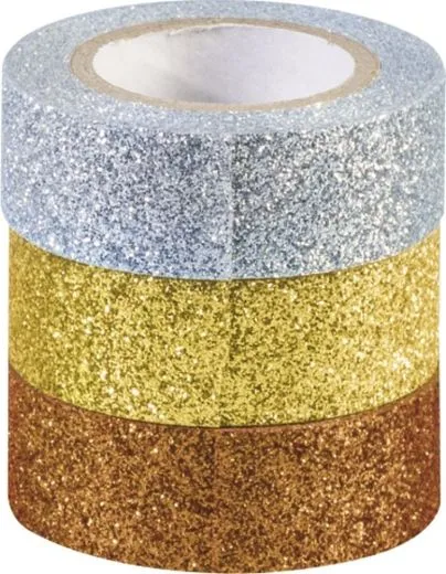 Glitter Tapes 3er gold silber kupfer