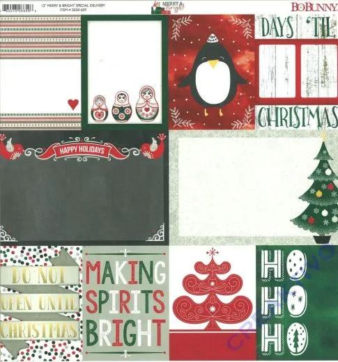 Bo Bunny Scrapbooking-Papier Merry & Bright - Special Delivery