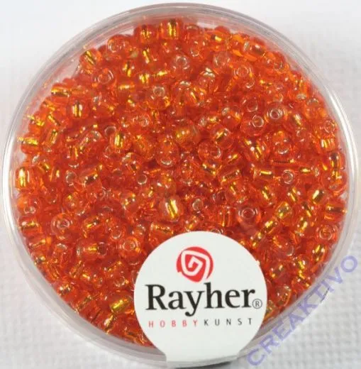 Rocailles 2,6mm � mit Silbereinzug orange