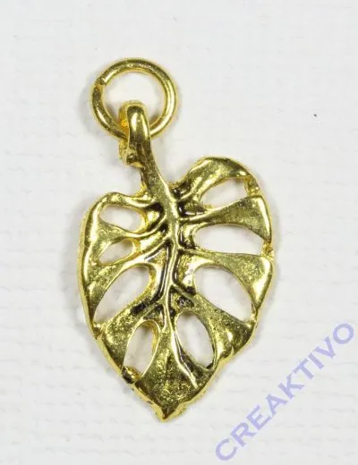 Metall-Anh�nger Monstera-Blatt gold (Restbestand)