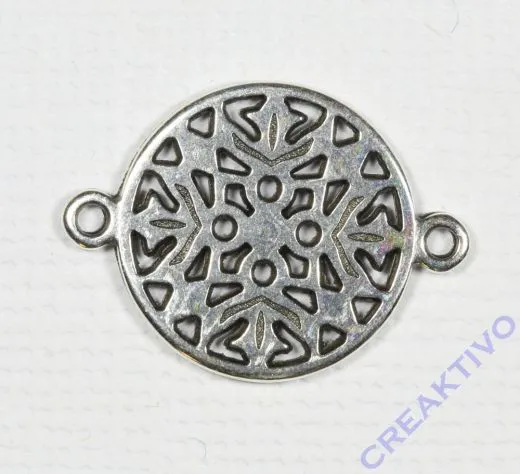 Metall-Zierelement Ornament rund silber