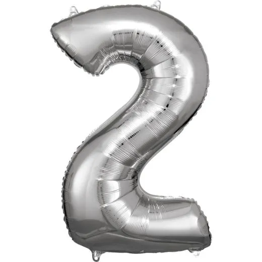 Folien-Ballon 2 silber 86cm