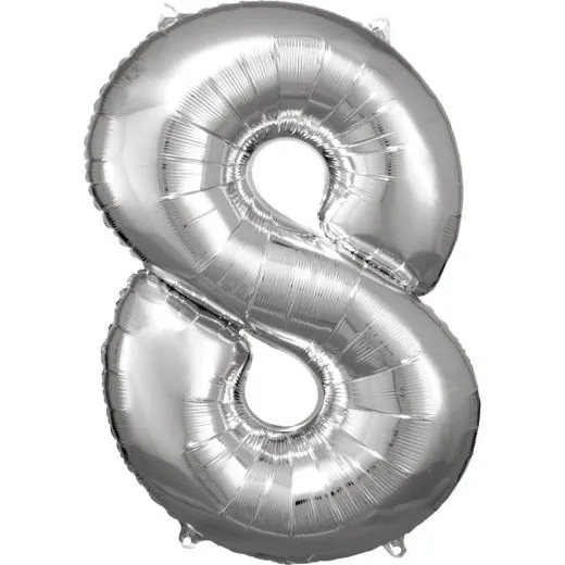 Folien-Ballon 8 silber 86cm