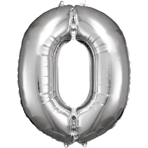 Folien-Ballon 0 silber 86cm