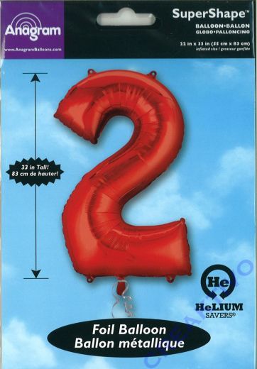 Folien-Ballon 2 rot 86cm