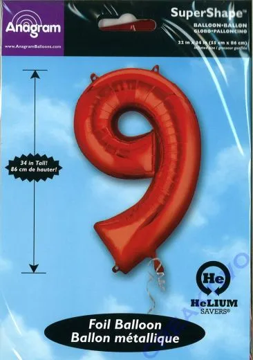 Folien-Ballon 9 rot 86cm