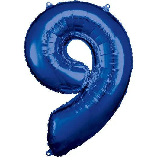Folien-Ballon 9 blau 86cm