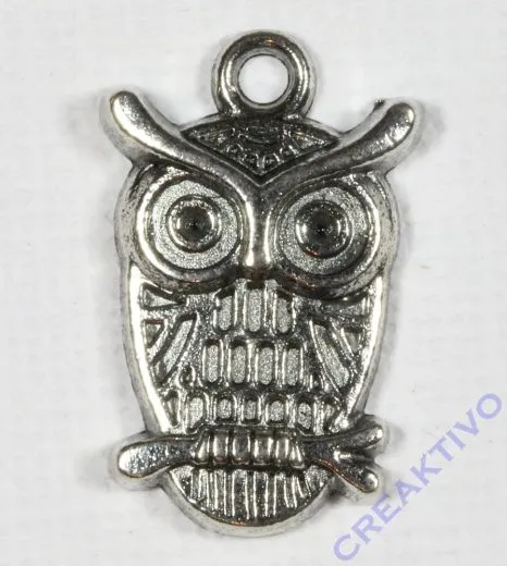 Fashion Charm, Eule, 22x13x1 mm, Lochgr��e 2 mm, antiksilber