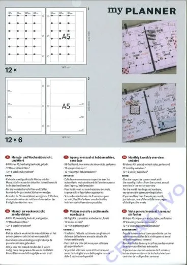 Monats- und Wochen�bersicht basic, undatiert A5 (Restbestand)