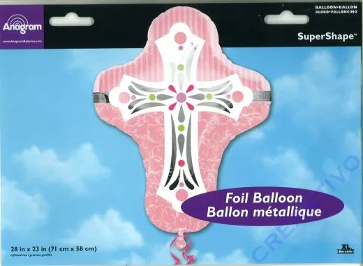 Folienballon - � 71cm - Religionskreuz Pink