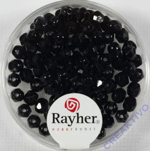 Glas-Schliffperlen, 4 mm � schwarz (nicht irisierend)