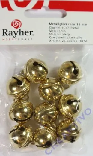 Rayher Metallgl�ckchen kugelf�rmig 19mm gold 10 St�ck