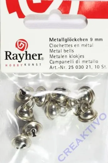 Rayher Metallglckchen kugelfrmig 9mm platin 10 Stck