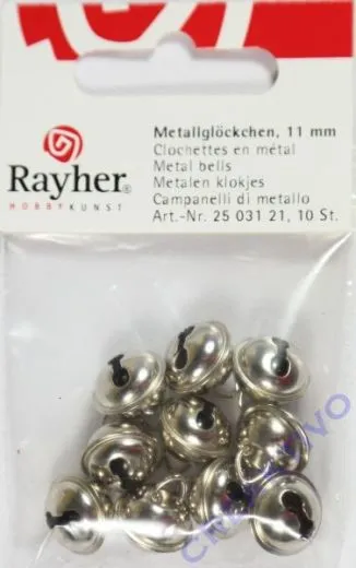 Rayher Metallgl�ckchen kugelf�rmig 11mm platin 10 St�ck