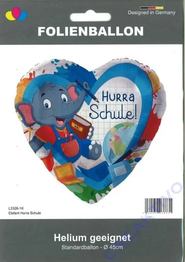 Folienballon Elefant Hurra Schule