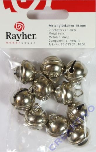 Rayher Metallglöckchen kugelförmig 19mm platin 10 Stück