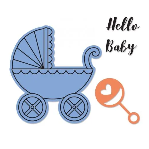 Sizzix Framelits Die Set 2PK w/Stamps - Baby Carriage