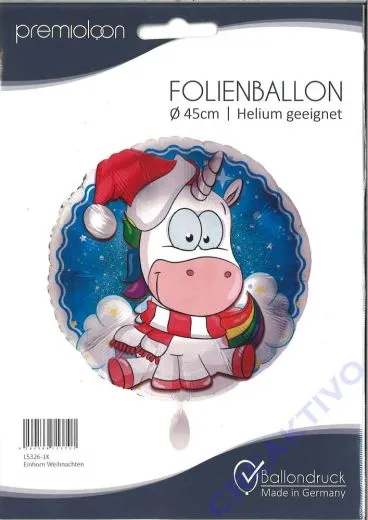 Folienballon Einhorn Weihnachten