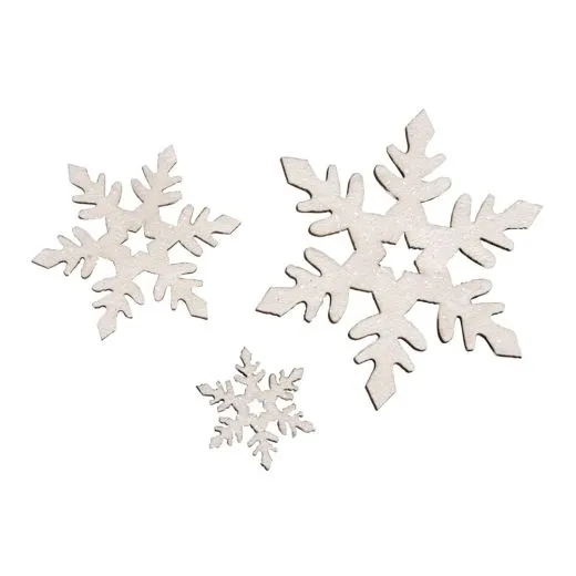 Holz-Schneeflocken irisierend