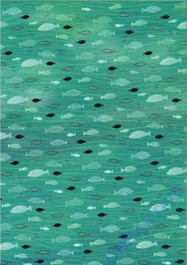 Bastelkarton A4 Fische Aqua gr�n