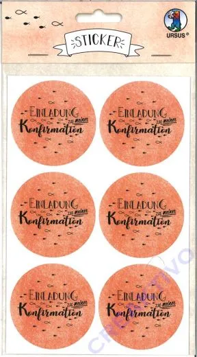 Sticker Einladung zu meiner Konfirmation koralle
