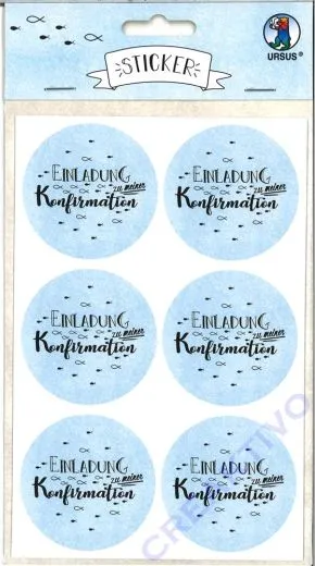 Sticker Einladung zu meiner Konfirmation hellblau
