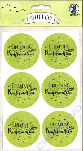 Sticker Einladung zu meiner Konfirmation apfelgr�n