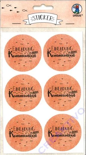 Sticker Einladung zu meiner Kommunion koralle