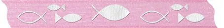 Chiffonband Fische 15mm rosa - Meterware