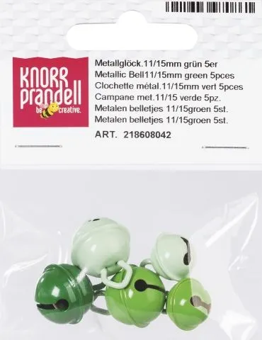 Metallgl�ckchen 11/15mm gr�n 5er