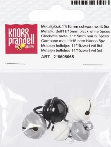 Metallgl�ckchen 11/15mm schwarz wei� 5er