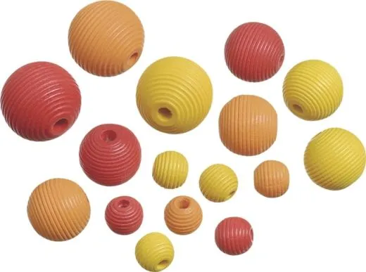 Holzperlen-Mix Rillenperlen gelb orange rot 20 St�ck