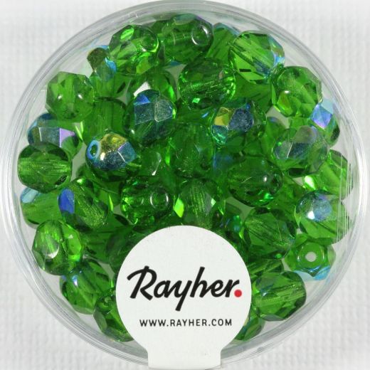 Glas-Schliffperlen, 6 mm ø irisierend smaragd