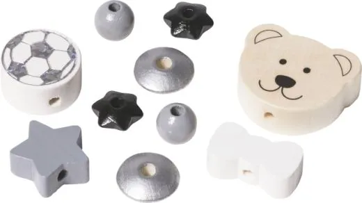 Holzperlen Mix Fu�ball 11 St�ck