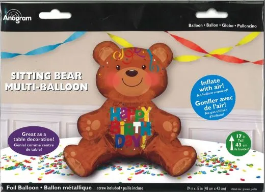 Multi Balloon B�r Happy Birthday Folienballon 43 x 48 cm
