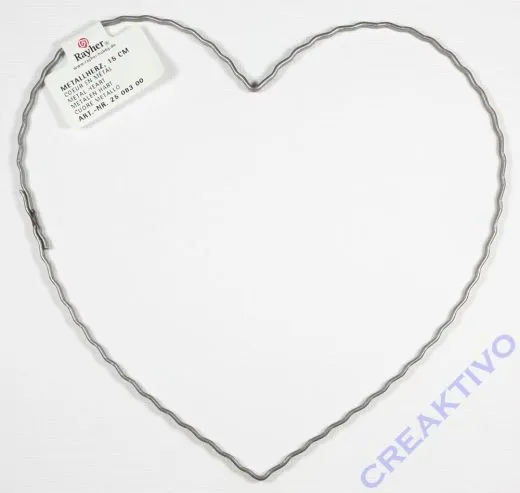 Herz 15cm aus gewelltem Flachdraht 25cm
