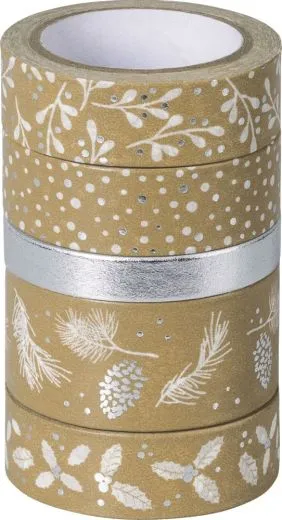 Deko Tapes Natur silber/wei�