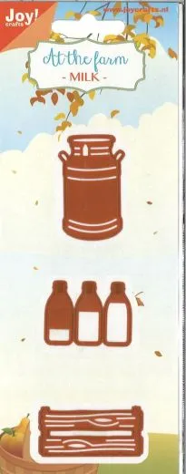 Stanze Milchkanne Milchflaschn und Kiste