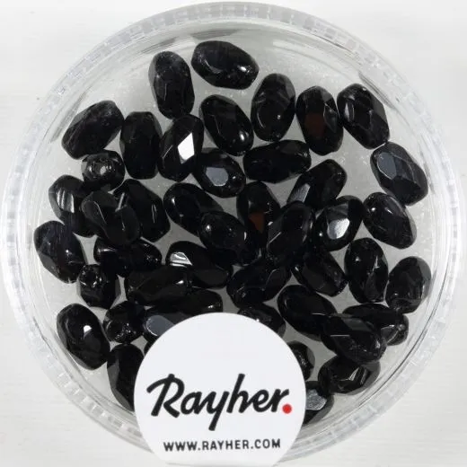 Glas-Schliffperlen, Olive 6x4 mm schwarz (nicht irisierend)