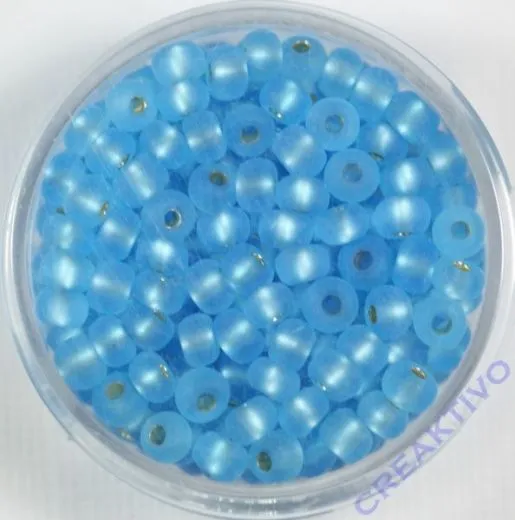 Pracht Rocailles mit Silbereinzug matt 4,5mm 17g hellblau