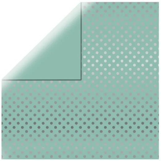 Scrapbookingpapier Silver Foil Dots - mintgr�n