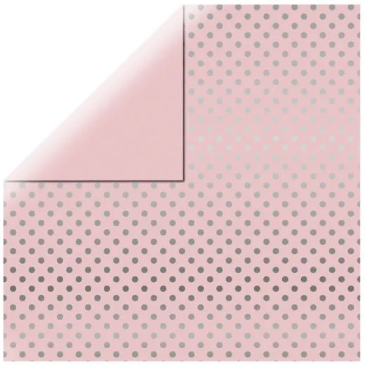 Scrapbookingpapier Silver Foil Dots - zartrosa