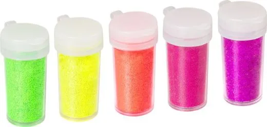 Glitter-Mix Neon neongr�n, neongelb, neonorange, neonrot, neonpink