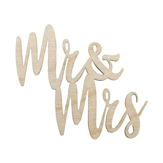 Holz-Minischrift Mr & Mrs