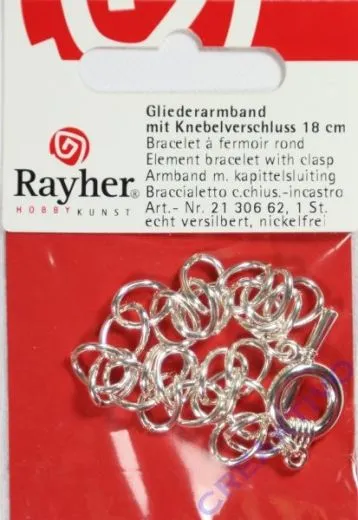 Gliederarmband mit Knebelverschluss 18cm silber